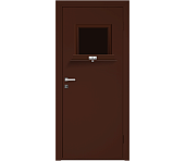 Влагостойкая дверь ПВХ EtaDoor с передаточным окном коричневая одностворчатая с ПВХ кромкой
