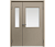 Влагостойкая дверь ПВХ EtaDoor с окном цвет мокко полуторастворчатая с алюминиевой кромкой