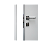 Влагостойкая дверь ПВХ EtaDoor глухая серая одностворчатая с алюминиевой кромкой