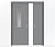 Дверь пенал раздвижная встроенная в стену двухстворчатая серая с окном