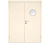 Влагостойкая дверь ПВХ EtaDoor с иллюминатором кремовая двухстворчатая с ПВХ кромкой